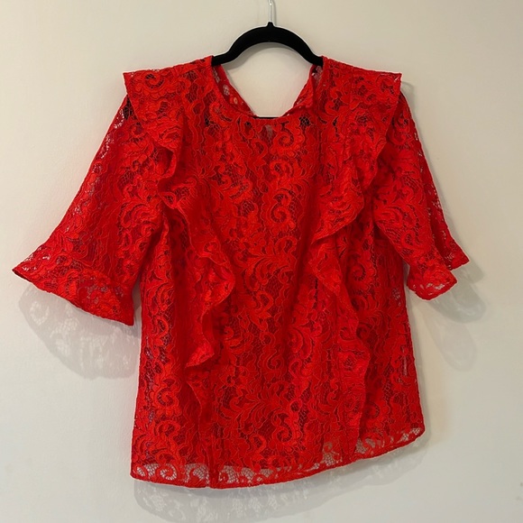 Zara - red lace top with matching camisole tank - Size L - Picture 1 of 6